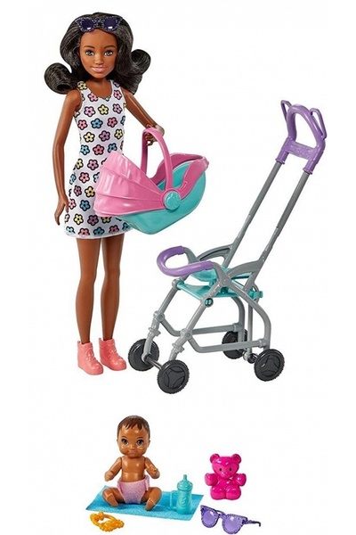 Barbie Papusa Skipper cu carucior si bebelus