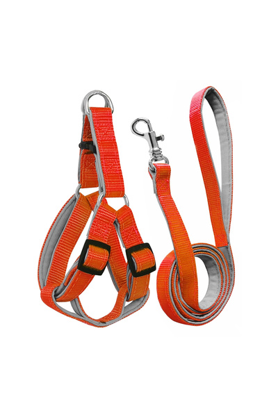 Mestore Woven Dog Chest Harness Set with Travel Strap 52*73-110 cm Orange - K...