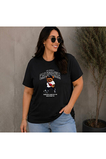 3S MODA تي شيرت نسائي كبير الحجم مطبوع رقميًا من Basic California