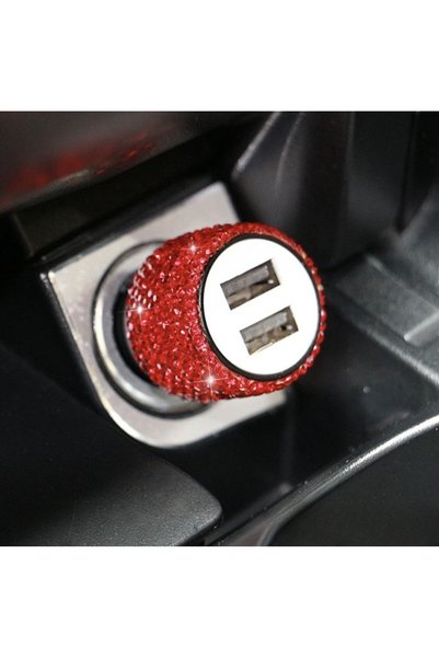 GARDENAUTO Kırmızı taşlı araba çakmaklık usb şarj