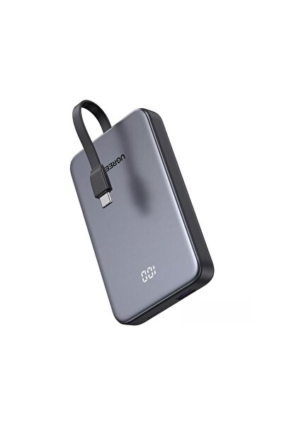 Ugreen Zapix 10.000 mAh 20W Dahili USB-C Kablolu Hızlı Şarj Powerbank - Gri