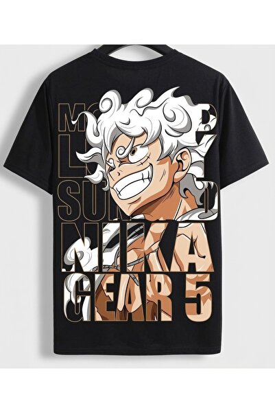 classy moda Tricou negru unisex oversize cu imprimeu cu personaje anime
