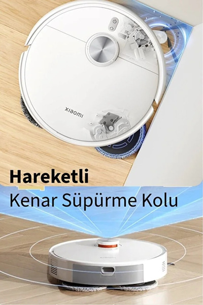 Xiaomi Akıllı Robot Süpürge Beyaz 15.000 Pa Emiş Çift Dolanma Önleme 360 Dere...