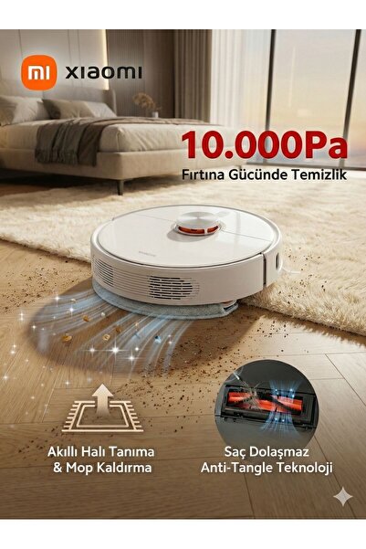 Xiaomi 10.000 Pa Güçlü Emişli Akıllı Robot Süpürge, 5.200 mAh Pil 180 Dakika ...