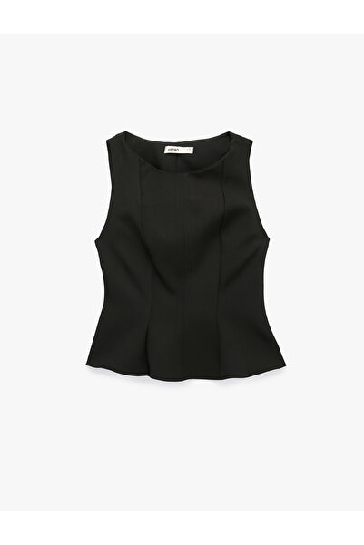 Koton Crew Neck Slim Fit Peplum Blouse