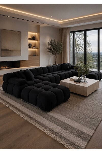 NAYAR HOME DESİGN MOON 6 MODÜL KÖŞE KOLTUK TAKIMI BUKLE KUMAŞ