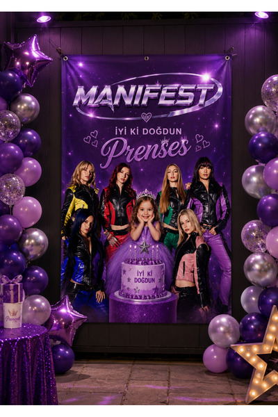 toreksan reklam Kişiye Özel Manifest Temalı Doğum Günü Brandası Mor Prenses K...