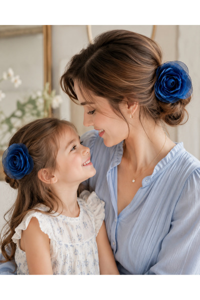 WOWMOM مجموعة مشابك شعر على شكل زهرة للأم والابنة - إكسسوارات شعر مصنوعة يدوي...