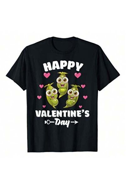 23ERVA Happy Valentines Day Sweet Pea Vegetable Lover Hearts T-Shirt, 220g Pu...