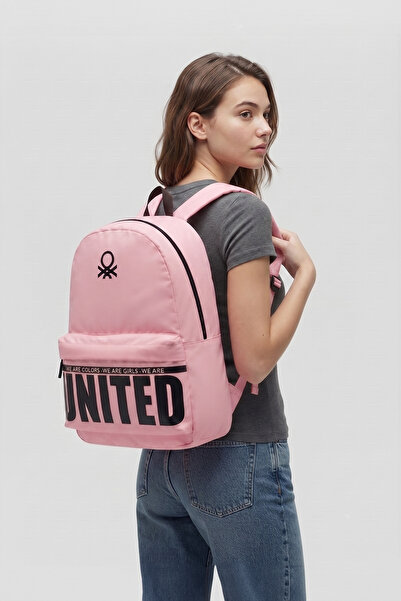 United Colors of Benetton Pembe Baskı Detaylı Kadın Sırt Çantası