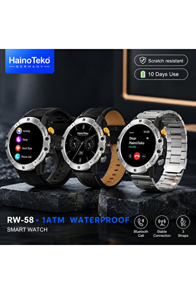 haino teko germany HainoTeko RW58 Round Smart watch with 3 Set Strap