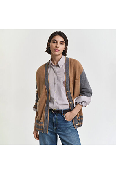 Gant Kadın Kahverengi Relaxed Fit Yün Karışımlı Hırka
