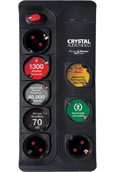 OEM CRYSTAL AUDIO 44823 πολύπριζο προστασίας 8 θέσεων