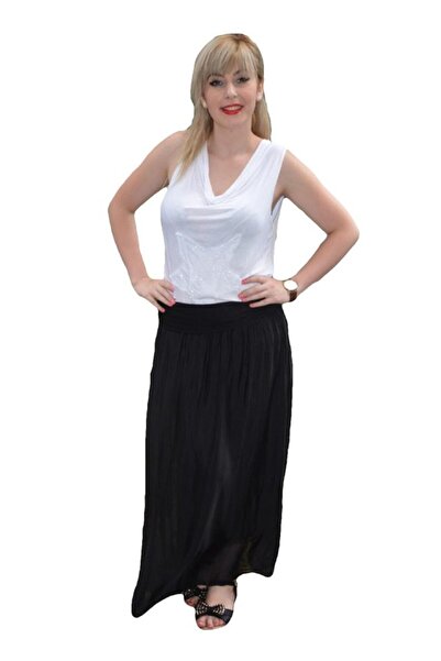 OEM Fusta neagra cu croiala usor evazata, material cu aspect matasos
