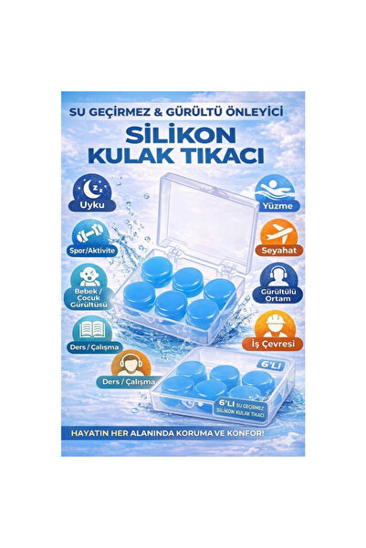 MOR SALKIM HOME Silikon havuzve gürültü önleme Kulak Tıkacı - 6'Lı Özel Kutul...