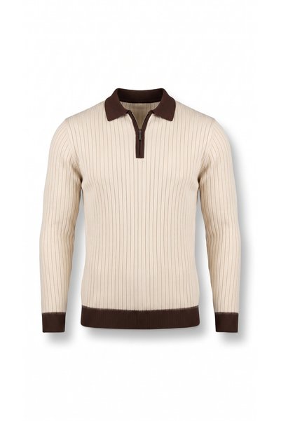 viyamen Men's Collar Detailed Long Knitwear Tshirt