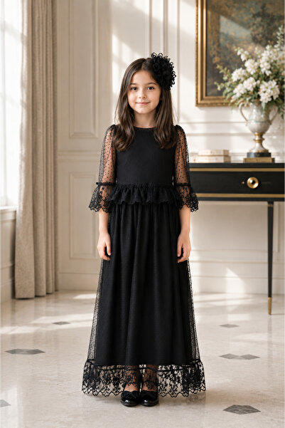 HÇ Hülya Çelik KİDSWEAR 2018 Rochie de seară cu cataramă și detalii din tul ș...