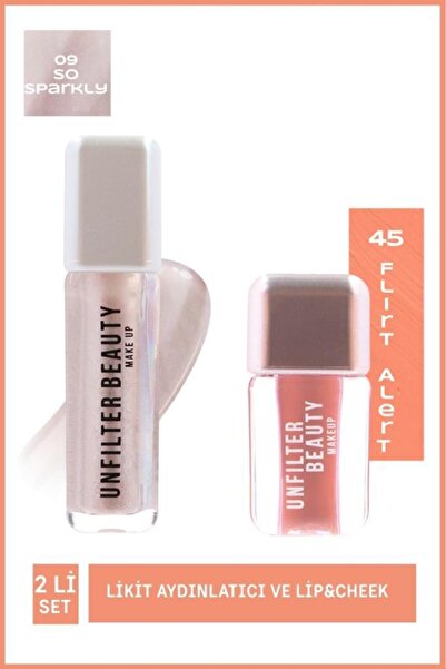 Unfilter Beauty Lıp&Cheek 45 Flırt Alert ve Likit Aydınlatıcı 09 So Sparkly
