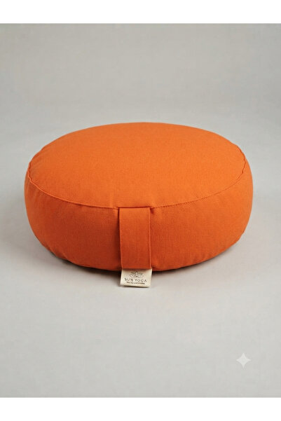 SUNYOGA Natural Buckwheat Shell Filled Meditation Cushion Zafu Orange 35X12 cm