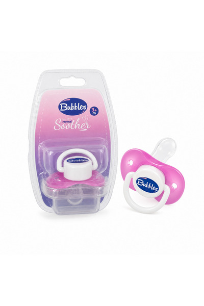 Bubbles Babyliss Silicone Pacifier with Round Nipple, from 3 Months - Pink