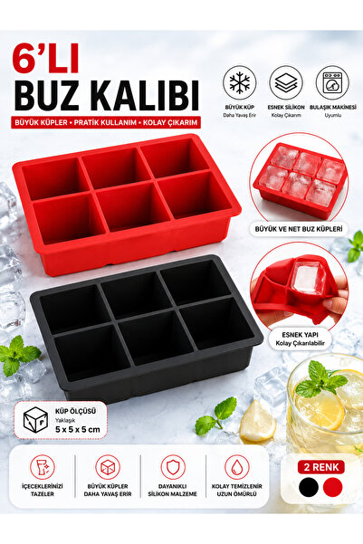 Mode Cool 6-Piece Large Square Silicone Ice Mold |   Large Ice Cube Making Mo...