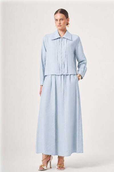FTZ WOMEN Women's Stone Detailed Skirt Suit Ice Blue 31449