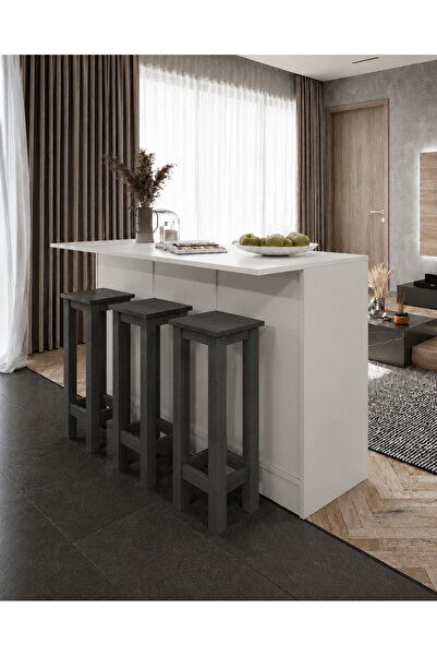 Tdesigno Pablo 3 Adet Yüksek Tabureli Mutfak Adası- Alt Modül- 150 cm – Tezga...