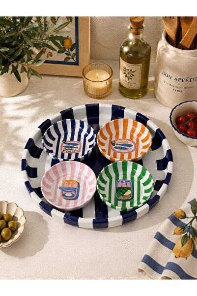 LEONEV 26 cm Metal Fruit Plate and 4 Cookie Dishes