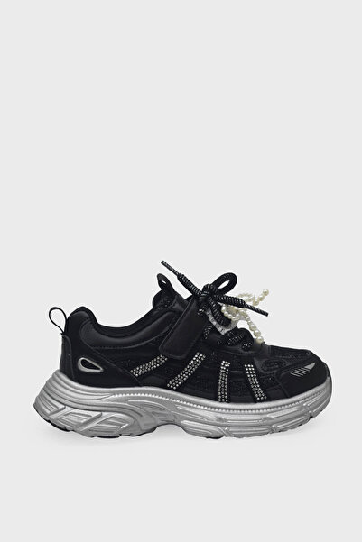 Minican Kız Çocuk Kurdeleli Cırtlı Sneaker Siyah MNCN10