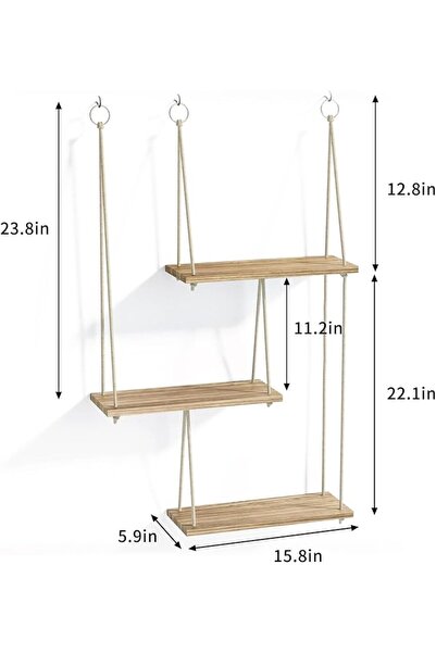 Yelajoy Hanging Shelves for Wall, 3 Tier Boho Wall Decor Plant Rack Floating ...