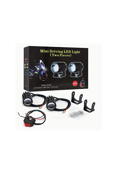 OEM Σετ Mini Προβολάκια Αλουμινίου Μοτοσυκλέτας 12V Λευκού &amp; Κίτρινου Φωτ...