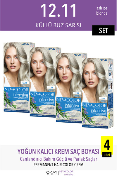 Neva Color Natural Colors INTENSIVE 12.11 KÜLLÜ BUZ SARISI set (4 ADET)