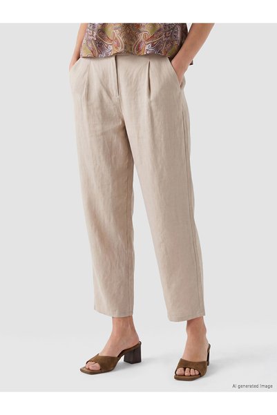 LC Waikiki Lcw Visionbeli Elastic 100% Linen Women's Trousers