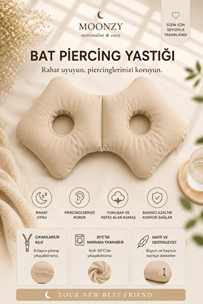 moonzy - minimalist & cozy MOONZY BAT Çift Kulak Delikli Piercing Yastığı Aya...