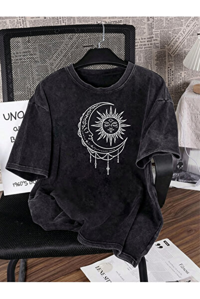 Pink Sky Unisex Oversize Vintage Washed Street Style Μόδα του δρόμου Βαμβακερ...