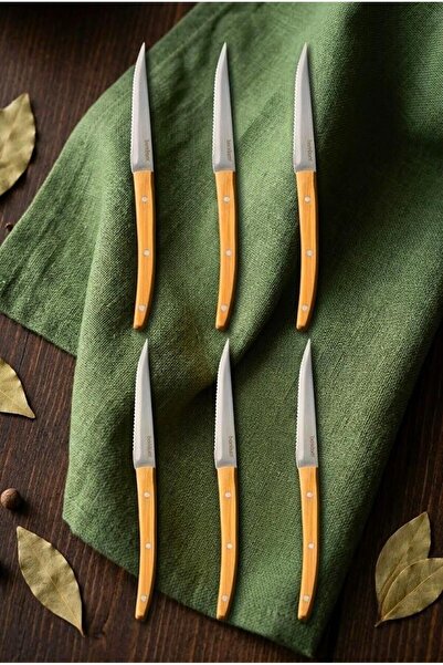 Bambum Valls 6'lı Kılçık Ve Steak Bıçağı Seti 21.5 cm - Bambu Saplı Paslanmaz Çelik Balık Bıçağı