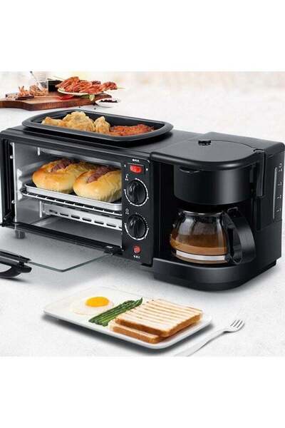 Arabest Multifunctional Breakfast Maker,3-in-1 Oven Skillet Coffee Maker,1100...