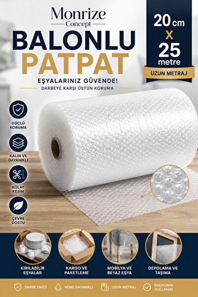 Monrize Concept 20 cm x 25 Metre 40 Gr Balonlu Patpat | Baloncuklu Naylon Amb...