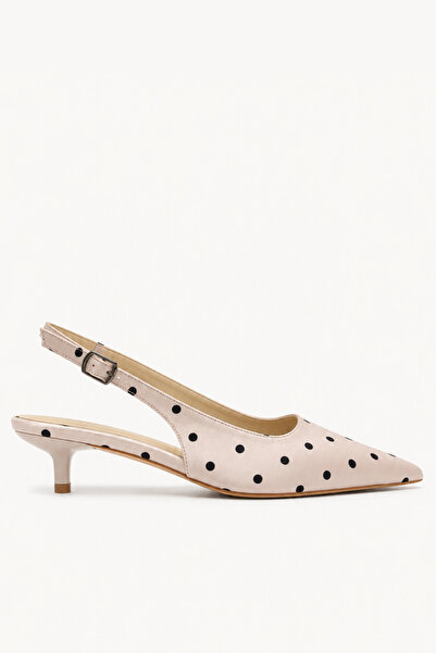 BonuStep Puantina Women's Beige Polka Dot Low Heel Pointed Toe Shoes 4cm
