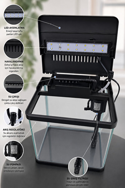 SunSun JR-230 Cam Akvaryum 7 Litre SİYAH