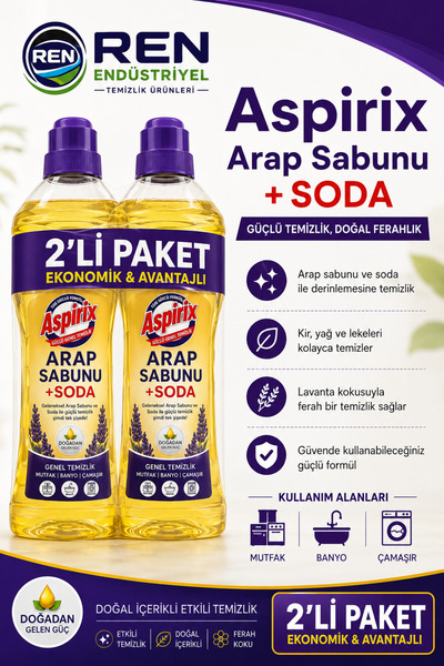 Aspirix Sodalı Arap Sabunu (Lavanta Esanslı) 1+1