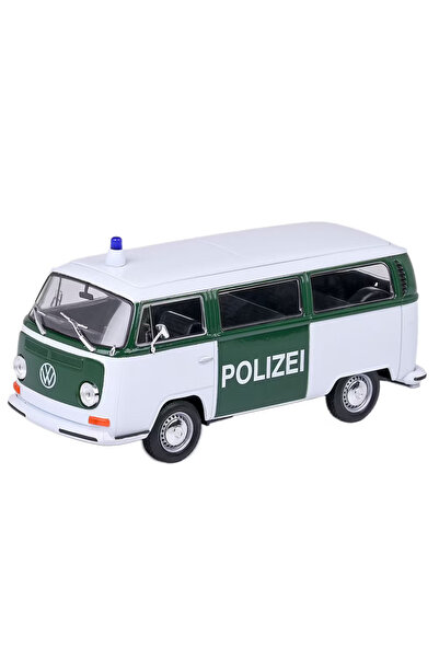 WELLY Sigilat- Volkswagen Bus T2 Politie 1972 Alb cu Verde- Scara 1:24-
