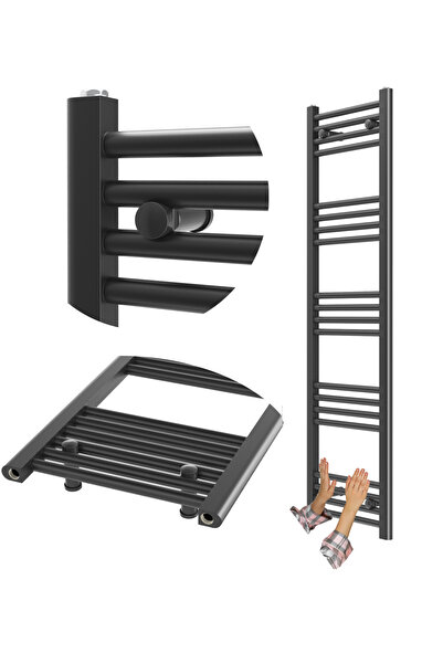 Granitan Radiator Baie Breno, Apa, 40x140 cm, 464 W, Negru