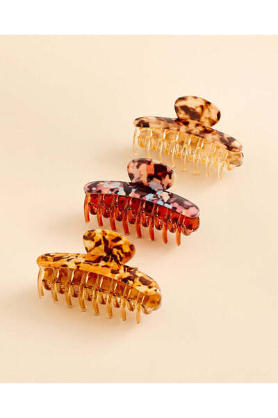 REDTAG Women Assorted Brown Hair Clip Set (Pack Of 3)