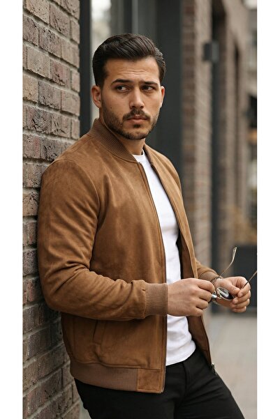Simala Men's Front-Zippered Jacket with Lined Suede Pockets Inside