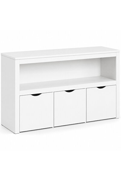 arhomev 3 Tekerlekli Çekmeceli Oyuncak Dolabı 93,6x30x60 cm Beyaz 18 mm Sunta...