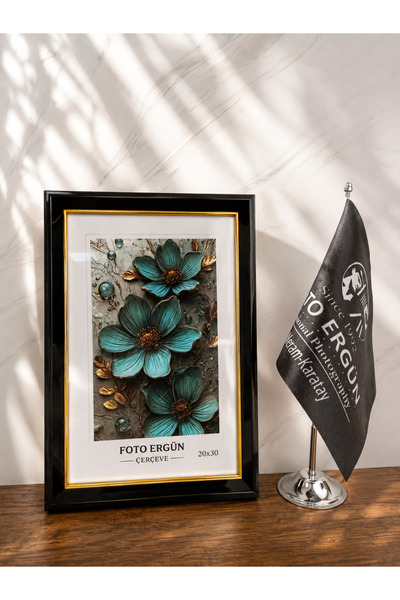 Çerçeve Siyah 20x30 Kalın Kenar Gold Detaylı