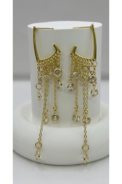 gozdeasutayaccessory Stone Dangle Chain Earrings