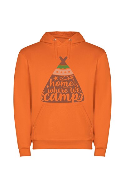 iLovePrints Camping Chronicles: Home & Teepee Φούτερ με κουκούλα σε χρώμα Πορ...