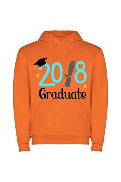 iLovePrints Future Graduation Illustration Φούτερ με κουκούλα σε χρώμα Πορτοκαλί